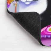 クッションに描かれた白黒のタキシード猫 マウスパッド (コーナー)