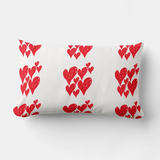 クッションのパターンの赤い愛ハートのグループ ランバークッション (正面)
