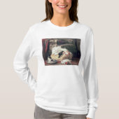 クッションの彼女の子ネコを持つ猫 Tシャツ (正面)