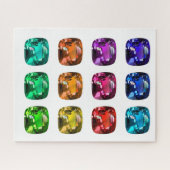 クッションカットサファイア、ルビー、アクア、宝石パズル ジグソーパズル (横)