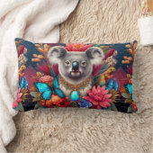 クッションコアラベアオーストラリア先住民フローラデザイン ランバークッション (ブランケット)