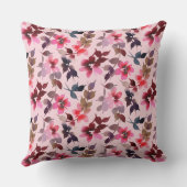 クッション枕 – ピンクの背景のフローラプリント クッション (裏面)