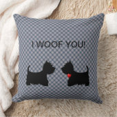 クッション枕 – 私はあなたを愛している!スコットランド犬2匹 クッション (ブランケット)