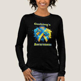 クッシング病啓発 イエロー+ブルーリボン トライブレンドTシャツ