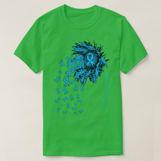 クッシング症候群認識度ひまわりリボン花 Tシャツ (デザイン正面)