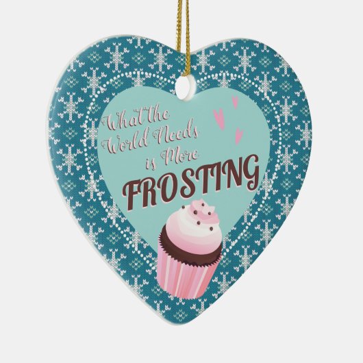 クップケーキの世界はパンのクリスマスにつや消しを増やす必要がある セラミックオーナメント (右)