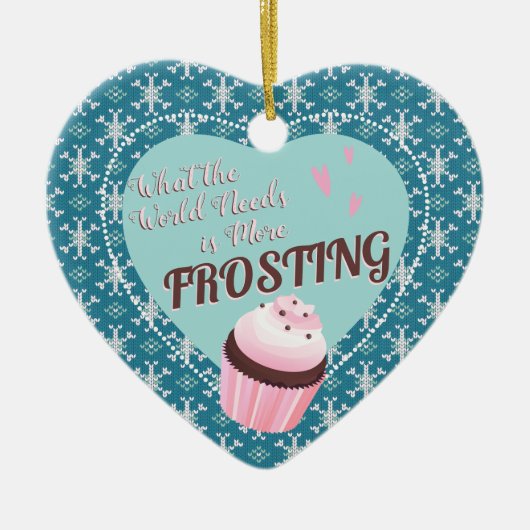 クップケーキの世界はパンのクリスマスにつや消しを増やす必要がある セラミックオーナメント (正面)