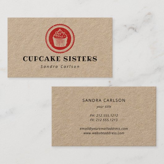 クップケーキ·スタンプ·ロゴ·ラスティック·クラフトの名刺 名刺 (正面/裏面)