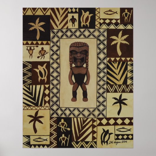 クティキハワイアン戦争の神ペトログリフポスター ポスター (正面)