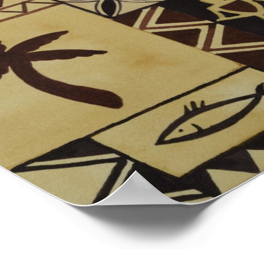 クティキハワイアン戦争の神ペトログリフポスター ポスター (角)