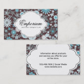 クテイの花柄（青） 名刺 (正面/裏面)