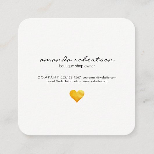 クテシー金ゴールドハート スクエア名刺 (裏面)