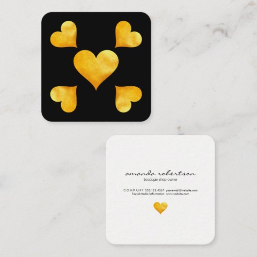 クテシー金ゴールドハート スクエア名刺 (正面/裏面)