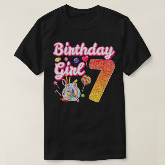 クテス7誕生日ガールズスイートキャンディ7歳Ca Tシャツ (デザイン正面)