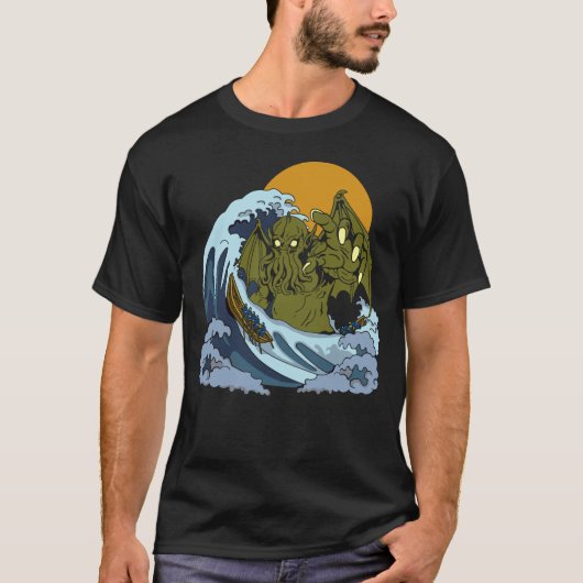 クトゥルフの波 Tシャツ (正面)