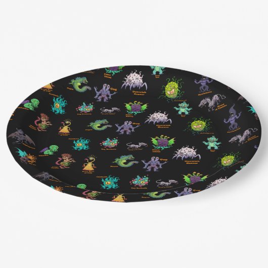 クトゥルフロヴェクラフトミートスチビ（小さくかわいく書いた感じ）ベストリー ペーパープレート (アングル)