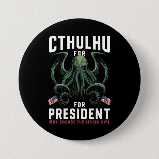 クトゥルフ大統領 Funny 2024選挙 缶バッジ (正面)