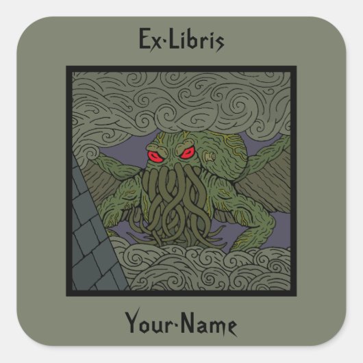 クトゥルフ蔵書票 スクエアシール (正面)