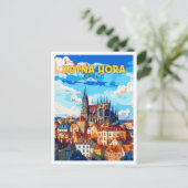 クトナホラチェコヴィンテージ旅行イラストレーション ポストカード (スタンド正面)