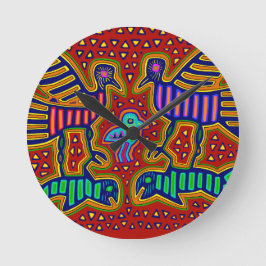 クナインディアンと魚の鳥 ラウンド壁時計