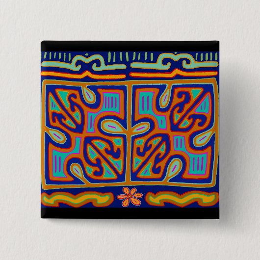 クナインディアンオルゴール – San Blas Mola 缶バッジ (正面)