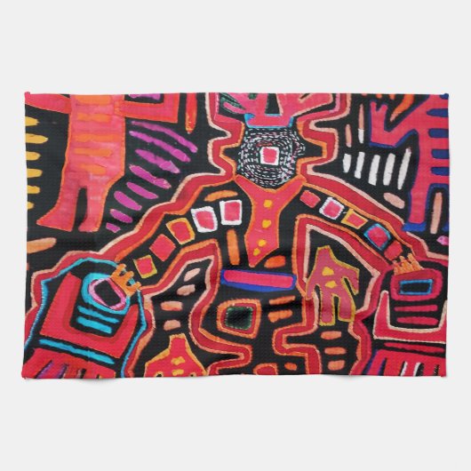 クナインディアントライバルシャーマンとファン キッチンタオル (横)