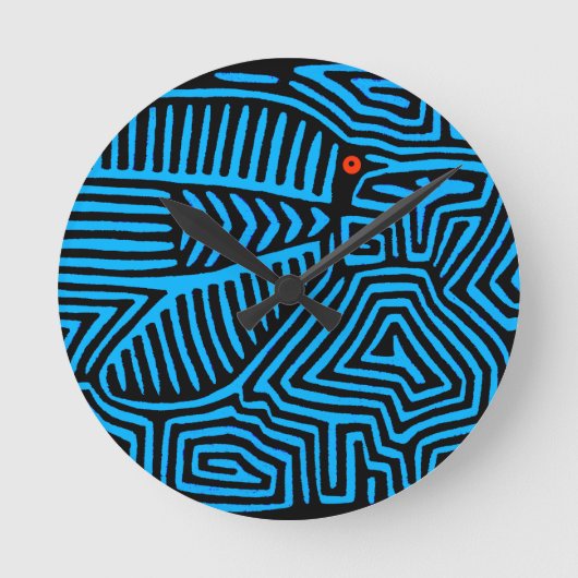 クナインディアンブルーバード ラウンド壁時計 (正面)