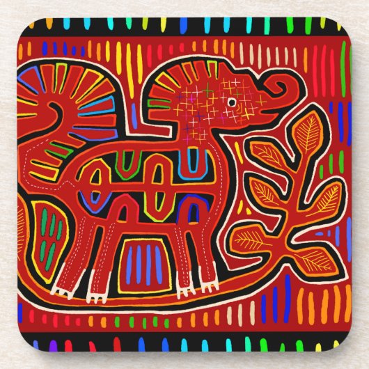 クナインディアンベビーエレファントモラフォークアート コースター (正面)