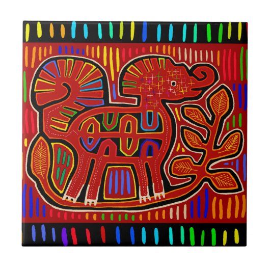 クナインディアンベビーエレファントモラフォークアート タイル (正面)