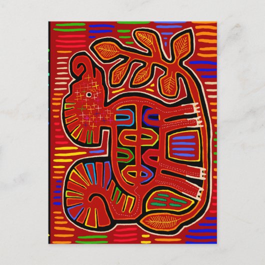 クナインディアンベビーエレファントモラフォークアート ポストカード (正面)