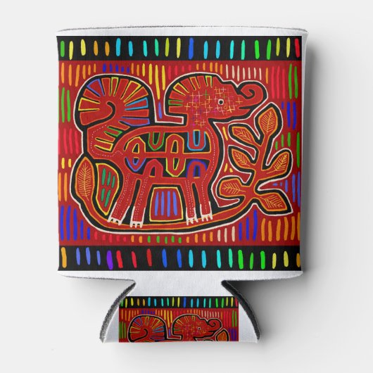 クナインディアンベビーエレファントモラフォークアート 缶クーラー (正面)