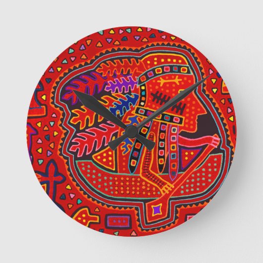 クナインディアンマンインカヌー ラウンド壁時計 (正面)
