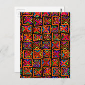 クナインディアンモラトライバルチェック – 赤 ポストカード (正面/裏面)