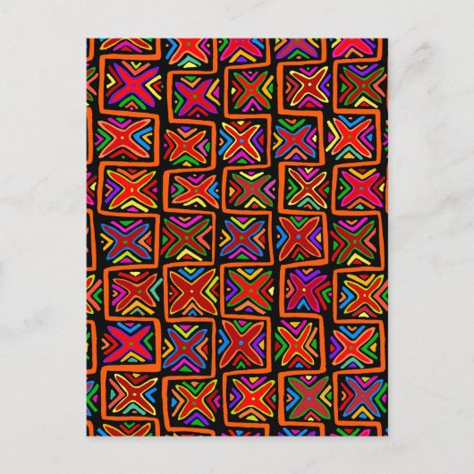 クナインディアンモラトライバルチェック – 赤 ポストカード (正面)