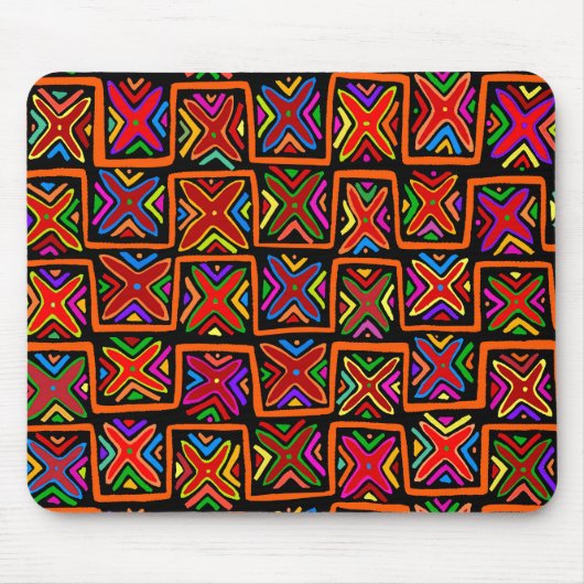 クナインディアンモラトライバルチェック – 赤 マウスパッド (正面)