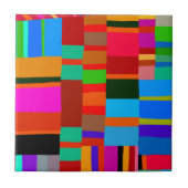 クナインディアンモラフォークアートレッドブルーオレンジ タイル (正面)