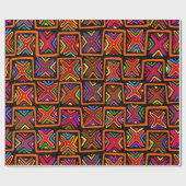 クナインディアンモラフォークアートレッドブルーオレンジ ラッピングペーパー (フラット)