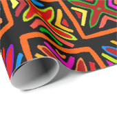 クナインディアンモラフォークアートレッドブルーオレンジ ラッピングペーパー (ロールコーナー)