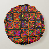 クナ・インディアン・モラ・トライバル・チェック - 赤 ラウンドクッション (裏面)