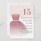 クニセアネラ15thバースデーパーティーピンクグリッター 招待状 (正面)