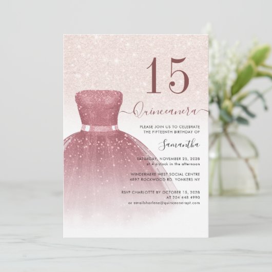 クニセアネラ15thバースデーパーティーピンクグリッター 招待状 (スタンド正面)