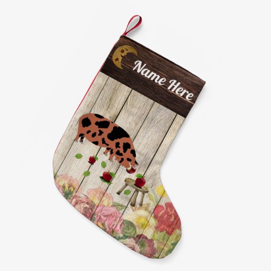 クネクネパーソナライズされたピグファーム スモールクリスマスストッキング (正面 (吊り時))