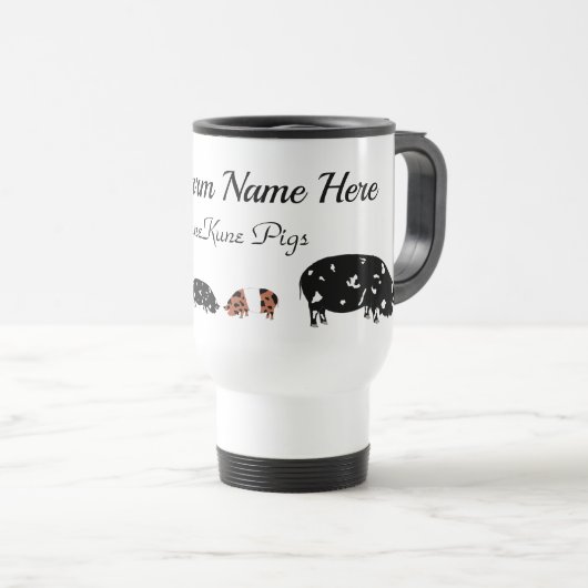 クネクネパーソナライズされたピグファーム トラベルマグ (正面右)