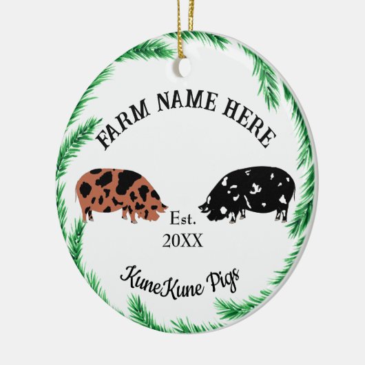 クネパーソナライズされたクネピグファームパインリース#2 セラミックオーナメント (左)