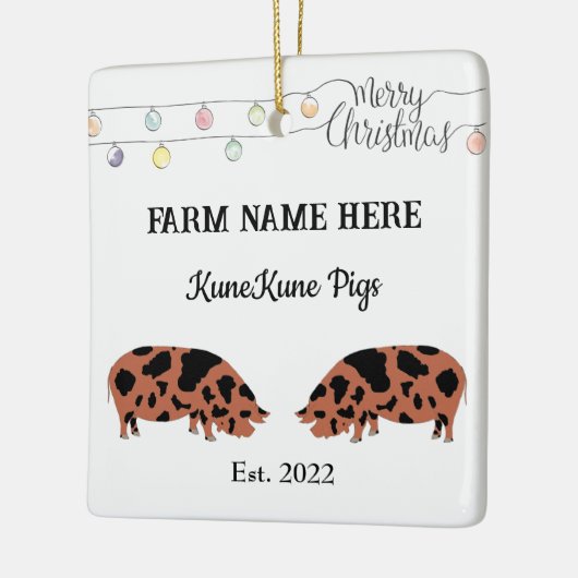 クネパーソナライズされたクネピグファームホワイトクリスマス セラミックオーナメント (左)