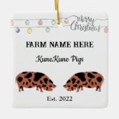 クネパーソナライズされたクネピグファームホワイトクリスマス セラミックオーナメント (正面)