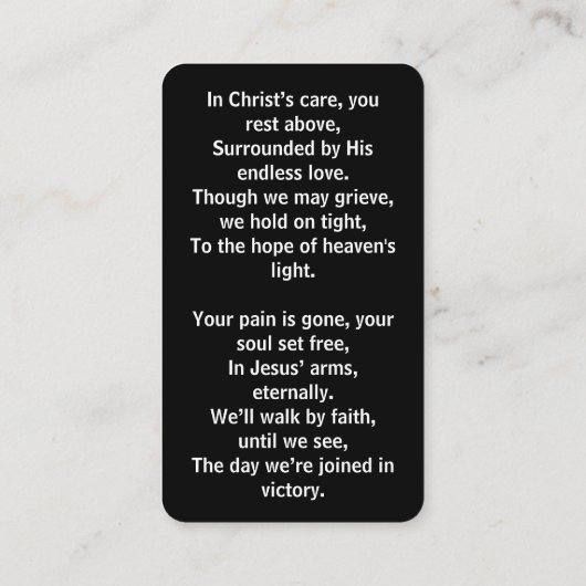 クネールアットクロス海サンセット葬儀祈りの言葉カード 名刺 (裏面)