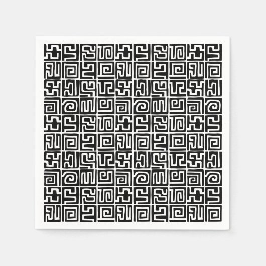 クバスタイルパターン071019 – 白黒 スタンダードカクテルナプキン (正面)