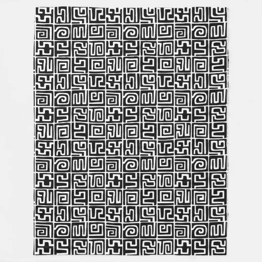 クバスタイルパターン071019 – 白黒 フリースブランケット (正面)