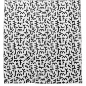 クバスタイルパターン121019 – 黒オンホワイト シャワーカーテン (正面)